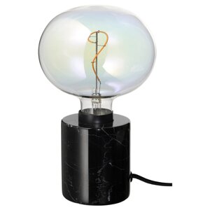 ІКЕА MARKFROST / MOLNART, 294.945.34 Настільна лампа з лампочкою, чорний мармур, еліпсоподібна різнокольорова
