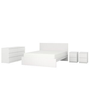 ІКЕА MALM МАЛЬМ, 194.951.62 Набір меблів для спальні з 4 предметів, білий, 180x200 см