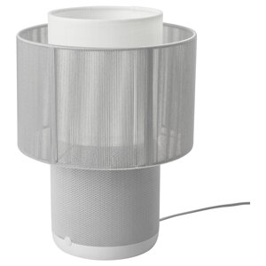 ІКЕА SYMFONISK, 594.309.27 Лампа, динамік з wifi, відтінок тканини, білий