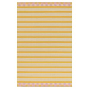 ІКЕА KORSNING, 305.507.79 Внутрішній тканий килим, зовні, жовтий, рожевий, смугастий, 200х300 см...