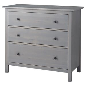 ІКЕА HEMNES ХЕМНЕС, 304.608.11 Комод, 3 шухляди, пофарбований у сірий колір., 108x96 см