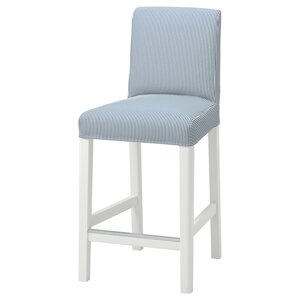 ІКЕА BERGMUND БЕРГМУНД, 493.997.48 Барний стілець зі спинкою, білий, Роммель темно-синій, білий, 62 см