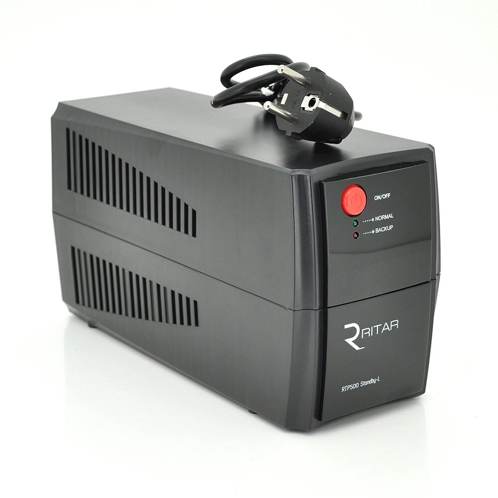 ДБЖ Ritar RTP500 (300W) Standby-L, LED, AVR 1st, 2xSCHUKO socket, 1x12V4.5Ah, plastik Case. ( 300*140*205 ) 3,56 кг Q4 від компанії Pokupka-SHOP - фото 1