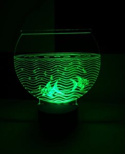 3D-світильник Акваріум з рибками, 3д-нічник, кілька подсветок (на пульті), подарунок рибалці