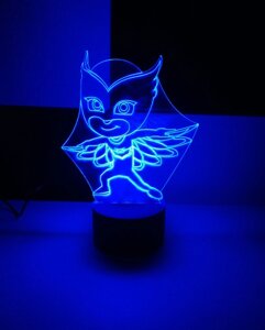 3D-світильник Аллет, Герої в масках, 3д-нічник, кілька подсветок (на батарейці), подарунок маленькій дівчинці