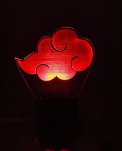 3D-світильник Аніме, Хмара, символ Акацукі, 3д-нічник, кілька подсветок (на батарейці)