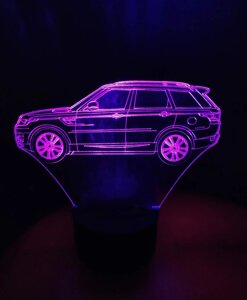 3d-світильник Автомобіль Range Rover, 3д-нічник, кілька підсвічувань (батарейка+220В)