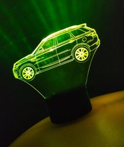 3D-світильник Автомобіль Range Rover, 3д-нічник, кілька подсветок (на батарейці)