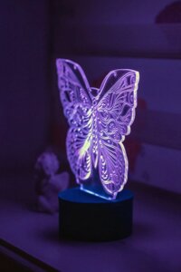 3D-світильник Метелик, 3д-нічник, кілька подсветок (батарейка + 220В), романтичний подарунок