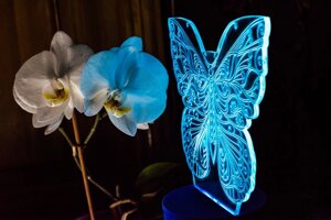 3D-світильник Метелик, 3д-нічник, кілька подсветок (на батарейці), романтичний подарунок