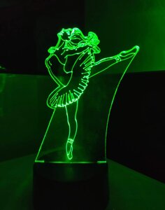 3D-світильник Балерина Танцівниця, 3д-нічник, кілька подсветок (на пульті)