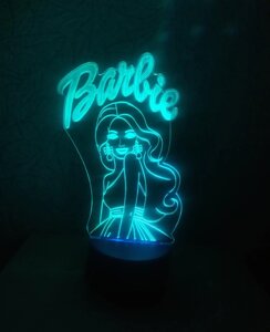 3D-світильник Барбі, 3д-ночник, кілька підсвіток ( батарейка + 220В ), подарунок дівчинці