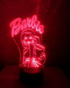 3D-світильник Барбі, 3д-ночник, кілька підсвіток ( на пульті ), подарунок маленьку дівчинку