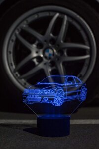 3D-світильник БМВ, BMW, 3д-нічник, кілька подсветок (батарейка + 220В), подарунок автолюбителю