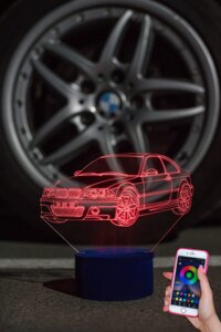 3D-світильник БМВ, BMW, 3д-нічник, кілька подсветок (bluetooth), подарунок автолюбителю