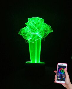 3D-лампи букет 3 троянди, 3D-нічний світ, декілька підсвічування (на Bluetooth)
