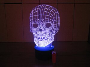 3D-світильник Череп, 3д-нічник, кілька подсветок (на батарейці), брутальний подарунок