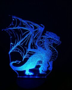 3D-світильник Дракон, 3д-нічник, кілька подсветок (на пульті)