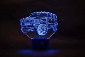 3d-світильник Джип хаммер, Jeep, Hummer, 3д-нічник, кілька підсвічувань (на пульті)