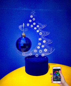 3D-світильник Ялинка, 3д-нічник, кілька подсветок (на bluetooth), подарунок на новий рік
