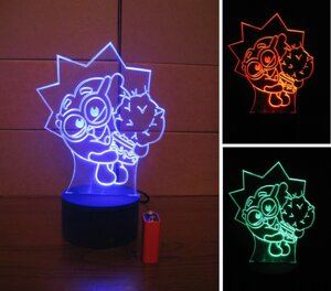 3D-світильник Їжачок (Смішарики), 3д-нічник, кілька подсветок (на батарейці), подарунок дитині