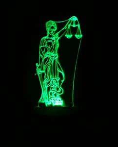 3D-світильник Феміда Юстиція, 3д-нічник, кілька подсветок (на батарейці), подарунок юристу адвокату судді