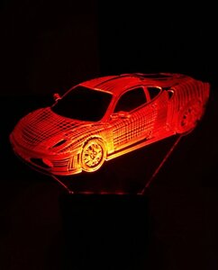3D-світильник Феррарі, Ferrari, 3д-нічник, кілька подсветок (батарейка + 220В), подарунок автолюбителю хлопчикові