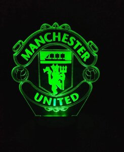3D-світильник ФК Манчестер Юнайтед, 3д-нічник, кілька подсветок (на пульті)