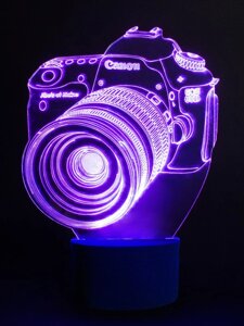 3D-світильник Фотоапарат, 3д-нічник, кілька подсветок (на пульті), подарунок починаючому фотографу