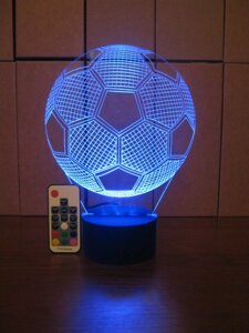 3D-світильник Футбольний м'яч, 3д-нічник, кілька подсветок (на пульті), подарунок футбольному фанату