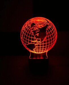 3D-світильник Глобус, 3д-нічник, кілька подсветок (на батарейці), подарунок мандрівникові