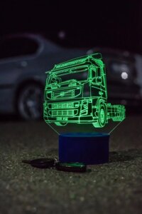 3D-світильник Вантажівка тягач Вольво Volvo, 3д-нічник, кілька подсветок (на батарейці)