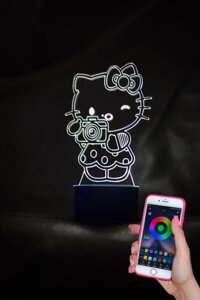 3d-світильник Хело Кітті, Hello Kitty, 3д-нічник, кілька підсвіток (на bluetooth), подарунок для дівчинки