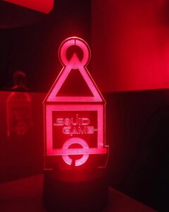 3D-світильник Гра в кальмара логотип, 3д-нічник, кілька подсветок (на пульті)