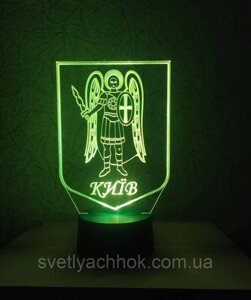 3D-світильник Київ Герб, 3д-ночник, кілька підсвіток ( батарейка + 220В ), подарунок патріоту