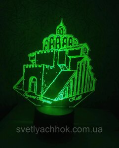 3D-світильник Київ Золоті ворота, 3д-ночник, кілька підсвіток ( на батарейці ), подарунок з Києва