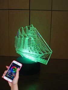 3D-ламповий корабель, 3d-ніч світло, декілька освітлених (на Bluetooth), подарунковий матрос хлопчик