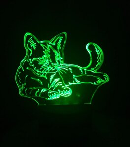3D-светильник Кот, кошка, 3д-ночник, несколько подсветок (батарейка+220В), подарок ветеринару