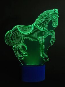 3D-світильник Кінь конячка, 3д-нічник, кілька подсветок (на пульті)