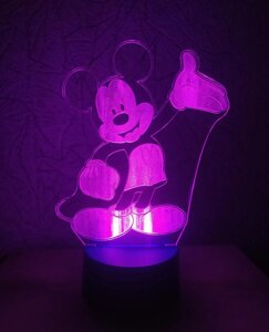 3D-світильник Міккі Маус, 3д-ночник, кілька підсвіток ( на батарейці ), подарунок хлопчикові