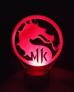 3d-світильник Мортал Комбат Mortal Kombat, 3д-нічник, кілька підсвічувань (батарейка+220В)