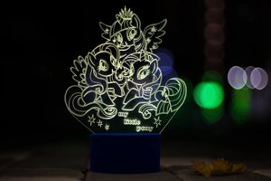 3D-світильник My little pony травня литл поні, 3д-нічник, кілька подсветок (на батарейці)