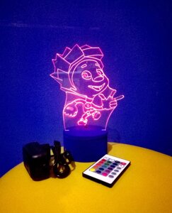 3D-світильник Нулик (Фіксікі), 3д-нічник, кілька подсветок (на пульті), подарунок дитині