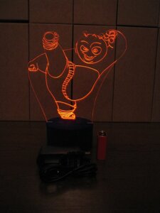 3D-світильник Панда Кунг-Фу, 3д-нічник, кілька подсветок (батарейка + 220В)