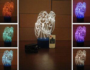 3D-світильник Рапунцель, 3д-нічник, кілька подсветок (на пульті), подарунок маленькій дівчинці