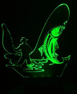 3D-світильник Рибак, 3д-нічник, кілька подсветок (на пульті)