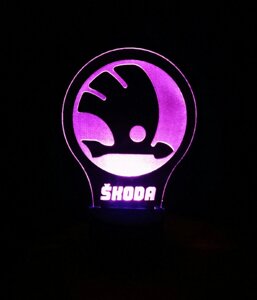 3D-світильник Шкода Scoda лого, 3д-нічник, кілька подсветок (на батарейці)