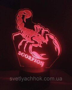 3D-освітлення Знак Зодіаку Скорпіона, 3D-Носник, Кілька освітлення (акумулятор+220 В), подарунок