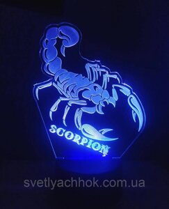 3D-освітлення Знак Зодіаку Скорпіона, 3D-Носник, кілька основних моментів (на пульті дистанційного керування), подарунок