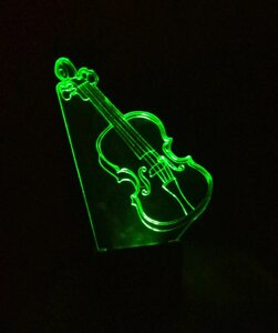 3D-світильник Скрипка, 3д-нічник, кілька подсветок (батарейка + 220В)